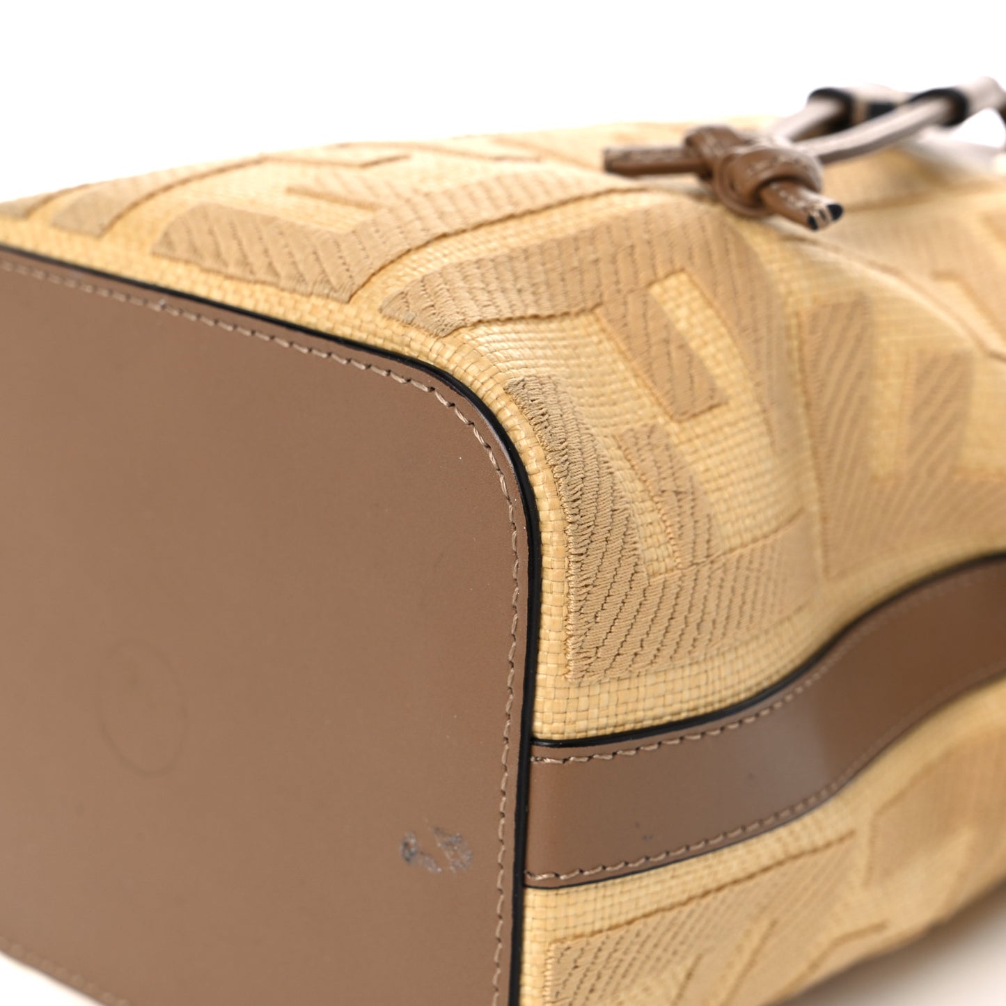 Raffia Vitello King Lucido F is Fendi FF Embroidered Mini Mon Tresor Bucket Bag Grano Sand