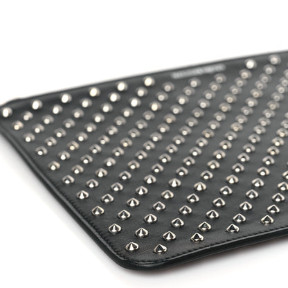 Alexander McQueen Calfskin Studded Skull Zip Pouch Black 8 of 9