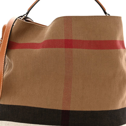 Burberry Canvas Mega Check Medium Ashby Hobo Saddle Brown 7 of 10
