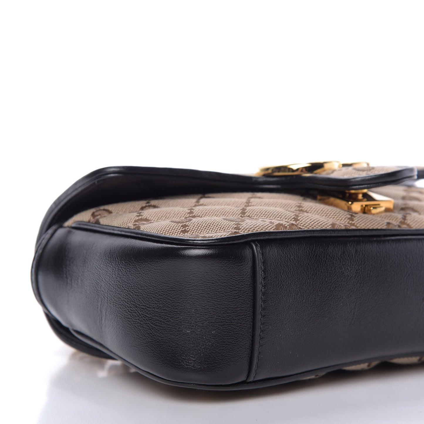 Monogram Matelasse Diagonal Mini GG Marmont Shoulder Bag Beige Black