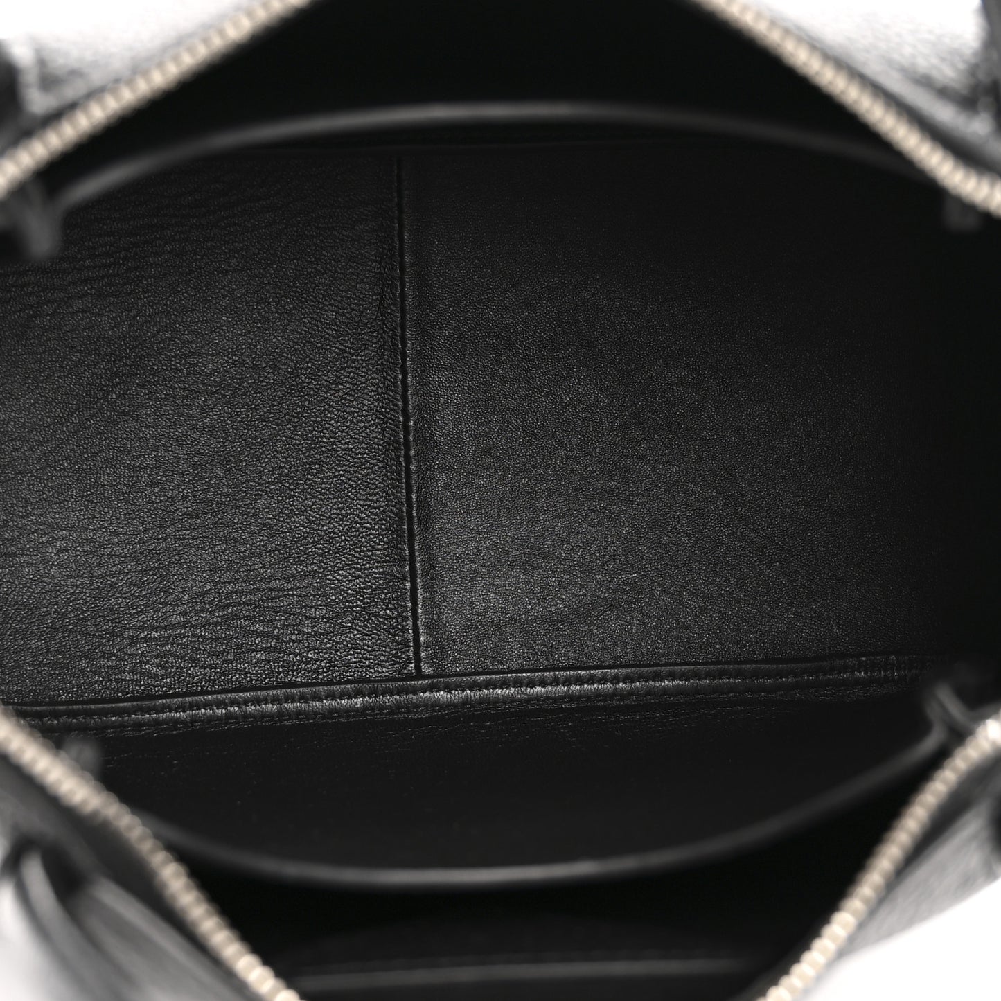 Vitello Daino Soft Small Zippered Top Handle Bag Black