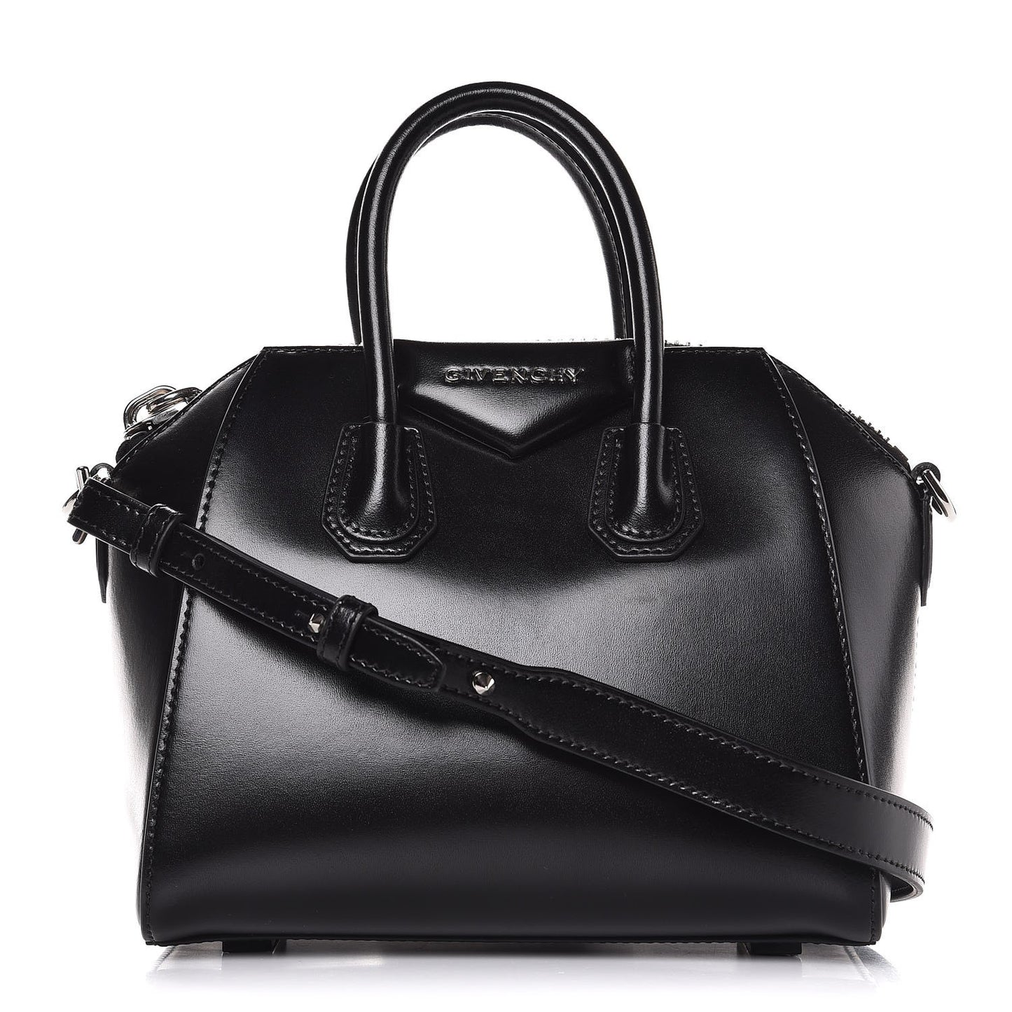 Shiny Lord Calfskin Mini Antigona Black
