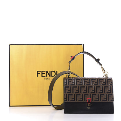 Fendi Vitello Liberty Bi-Color FF 1974 Embossed Kan I Shoulder Bag Black Maya 12 of 12