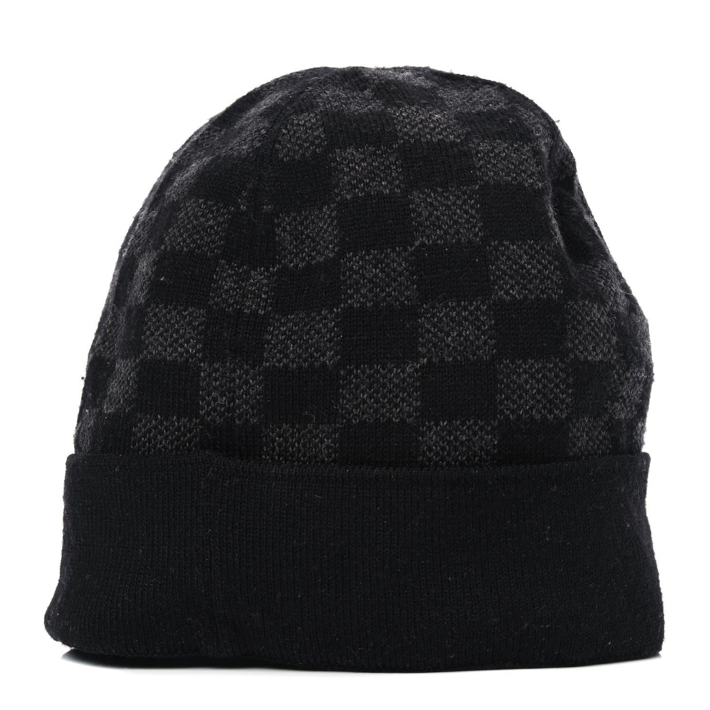 Wool Bonnet Petit Damier Beanie Hat Black