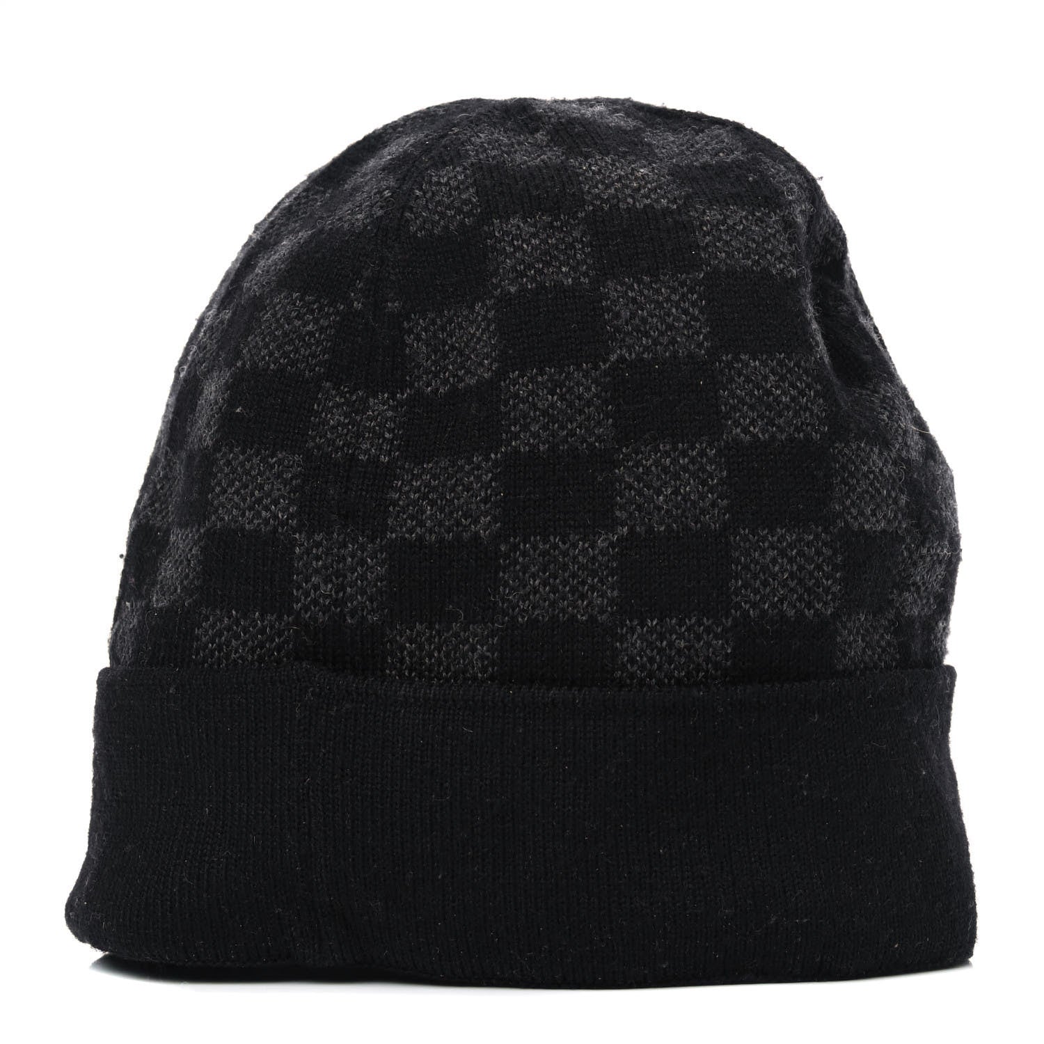 Louis Vuitton Wool Bonnet Petit Damier Beanie Hat Black 3 of 4