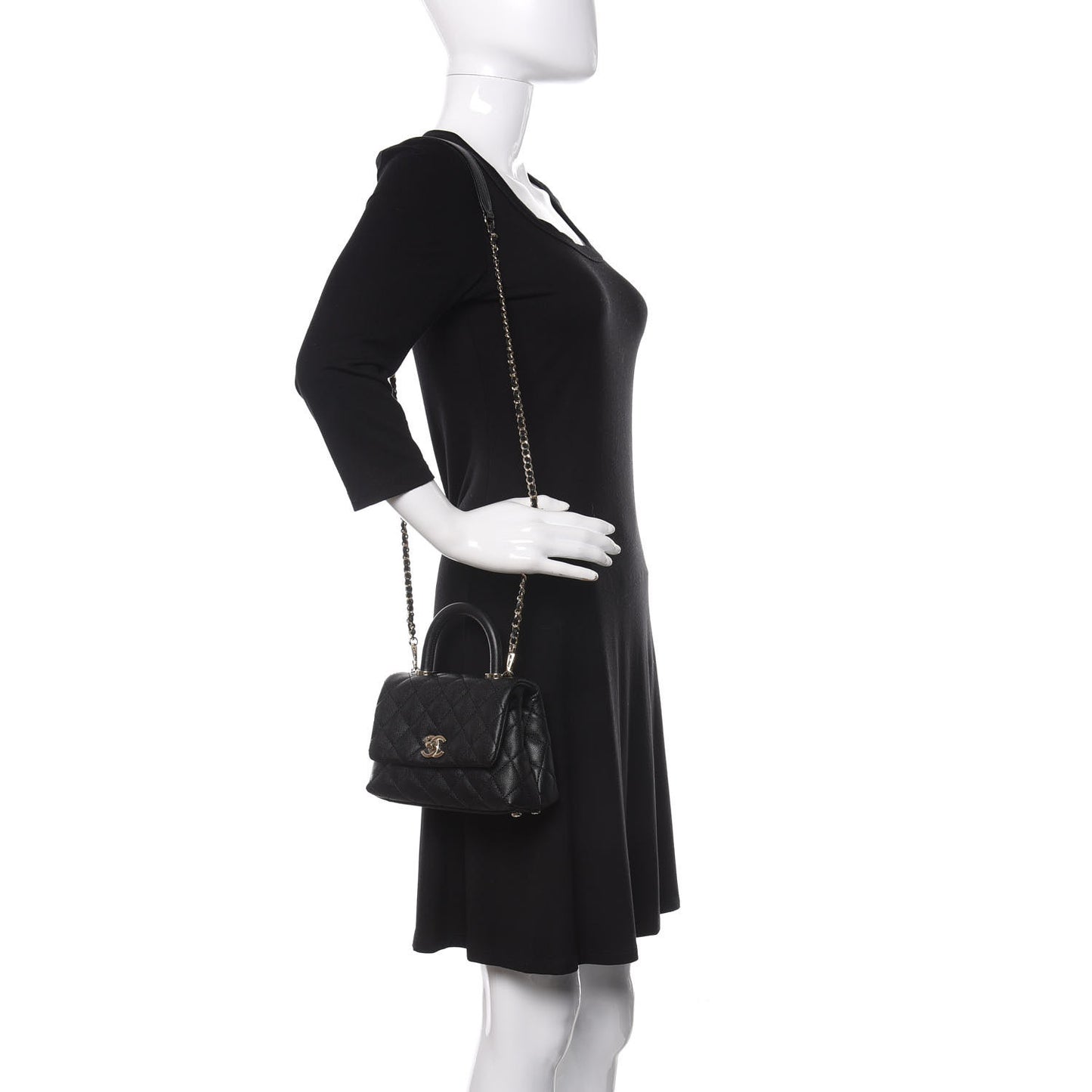 Caviar Quilted Extra Mini Coco Handle Flap Black
