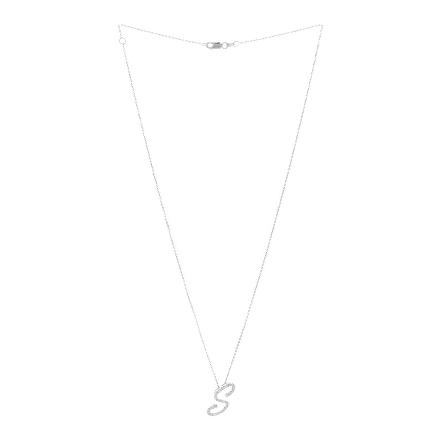 Roberto Coin 18K White Gold Diamond Cursive Letter S Pendant Necklace 2 of 4