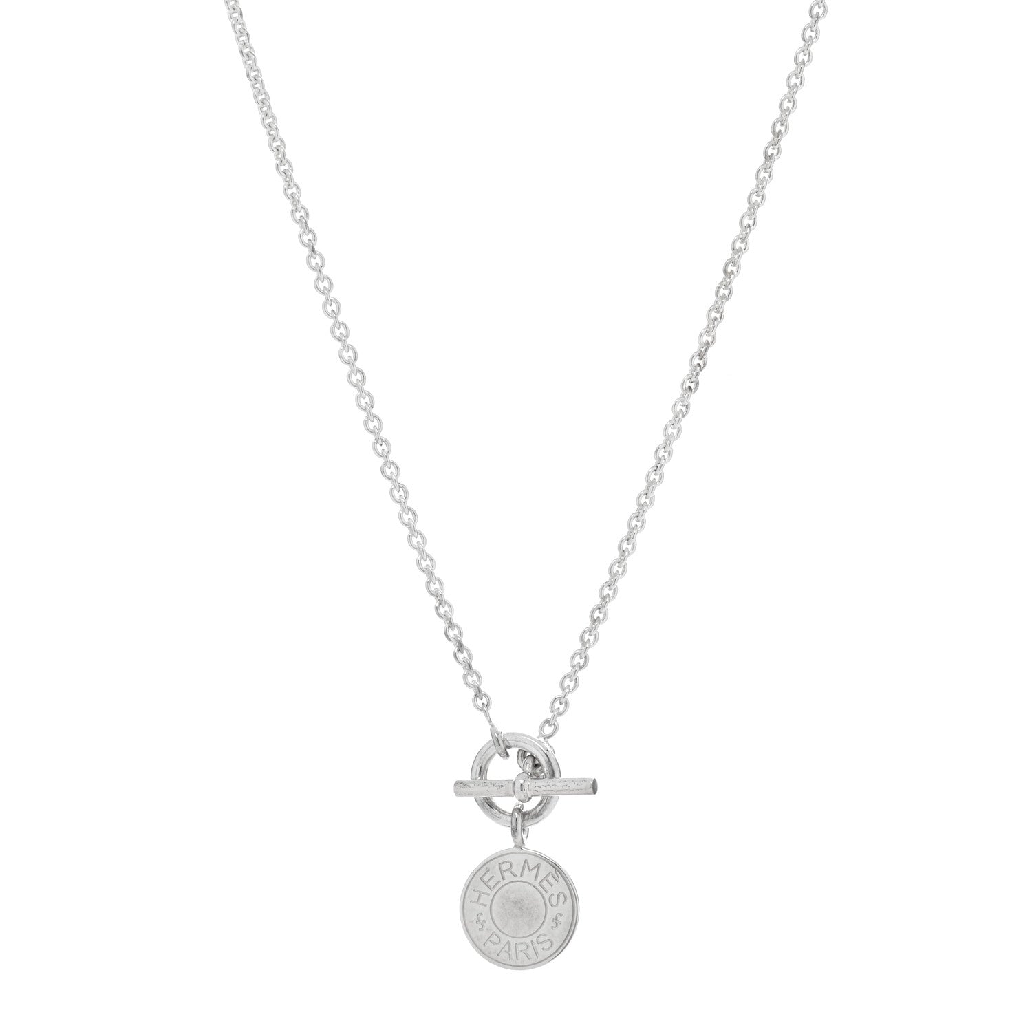 Hermes Sterling Silver Amulettes H Confettis Pendant Necklace 1 of 5