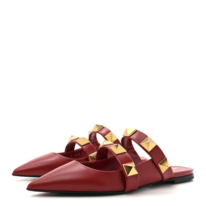 Valentino Garavani Calfskin Roman Stud Flat Mules 39.5 Red 4 of 11
