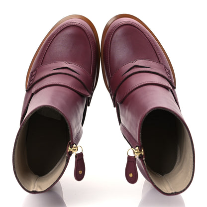 Loewe Calfskin Loafer Ankle Boots 38 Burgundy 2 of 11