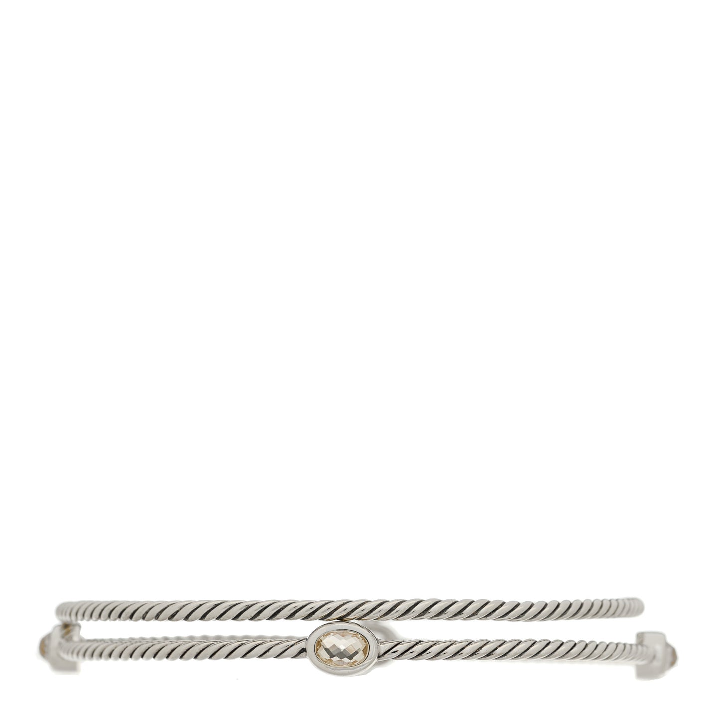 Sterling Silver Crystal Color Classics Cable Bangle Bracelet Set of 2