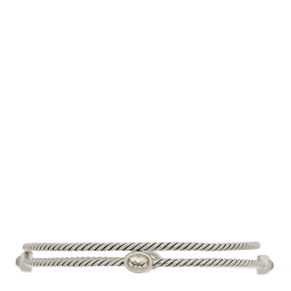 David Yurman Sterling Silver Crystal Color Classics Cable Bangle Bracelet Set of 2 1 of 3
