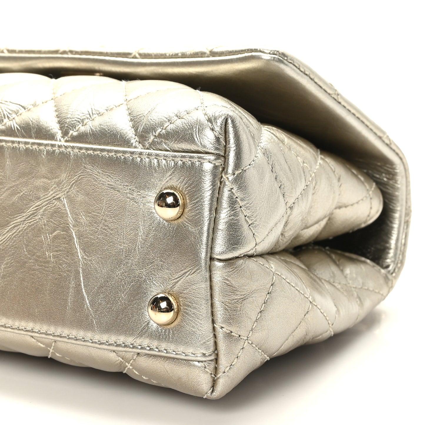 Metallic Aged Calfskin Quilted Mini Coco Handle Flap Gold