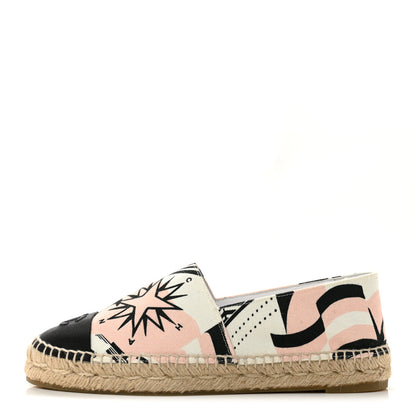 Chanel Fabric CC Espadrilles 38 Pink White Black 1 of 10