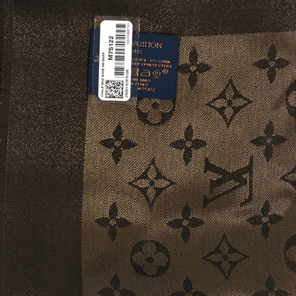 Louis Vuitton LOUIS VUITTON Silk Lurex Wool Monogram Shine Shawl Marron 3 of 3