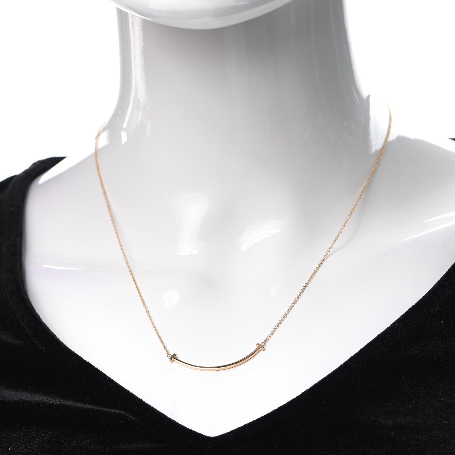 Tiffany 18K Rose Gold Small T Smile Pendant Necklace 2 of 6