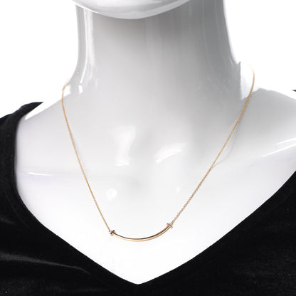 Tiffany 18K Rose Gold Small T Smile Pendant Necklace 2 of 6