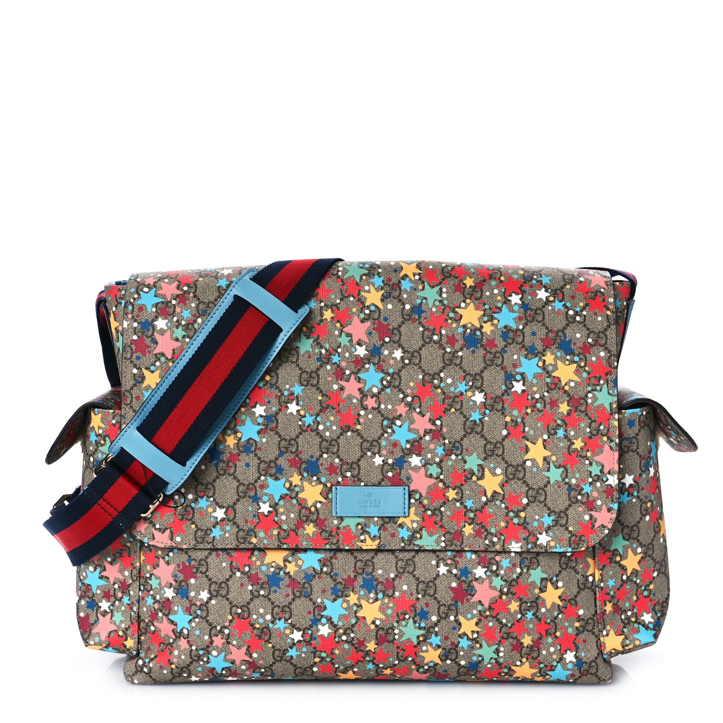 GG Supreme Monogram Star Print Diaper Bag Blue Multicolor