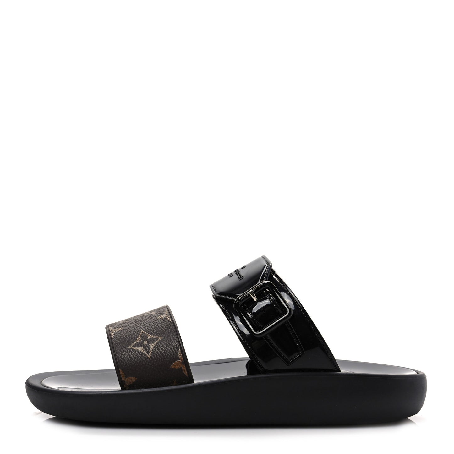 Monogram Sunbath Flat Mule Sandals 40 Black