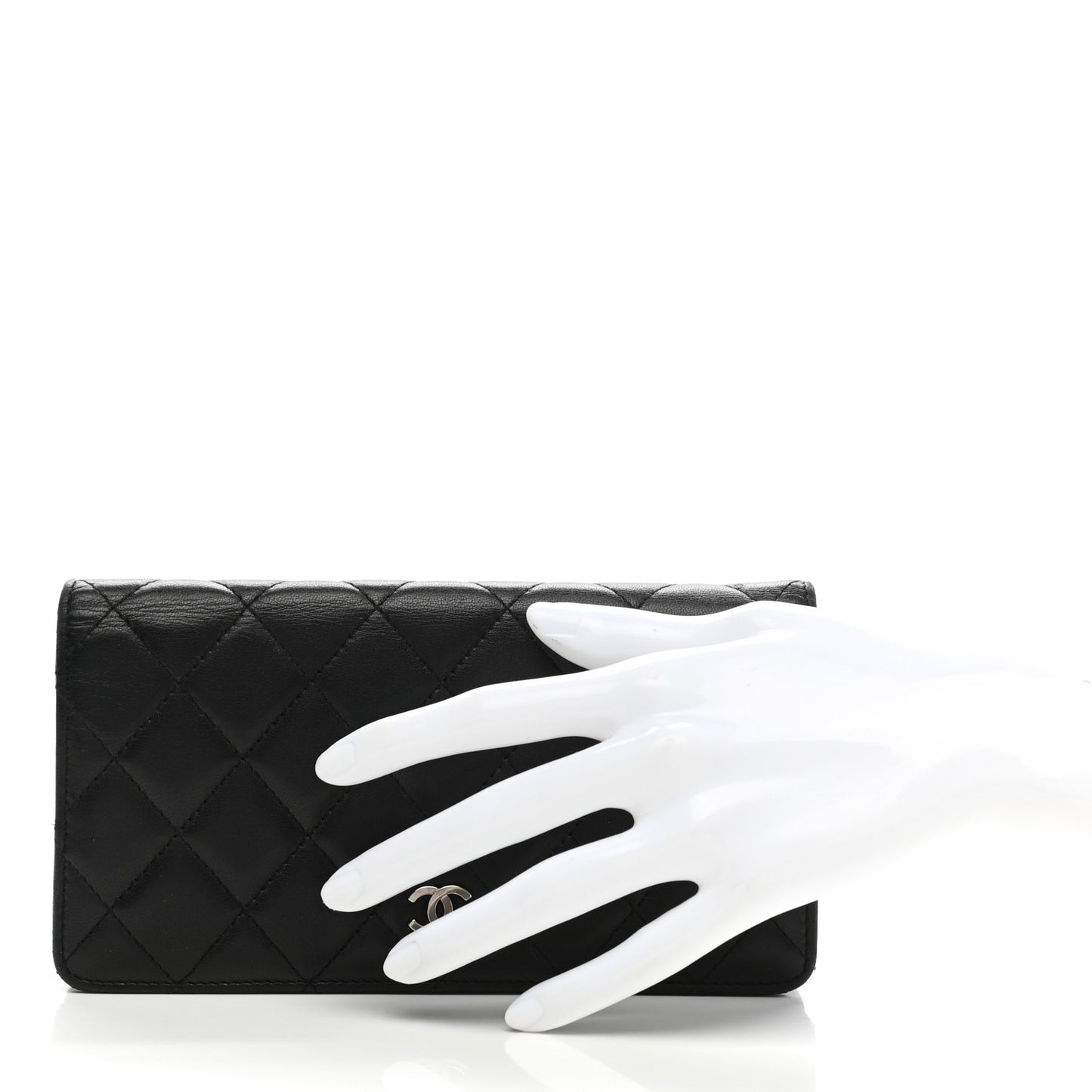 Lambskin Quilted Yen Wallet Black