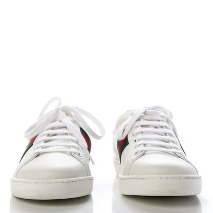 Gucci Calfskin Ayers Bee Embroidered Womens Ace Sneakers 37 White Green 2 of 10