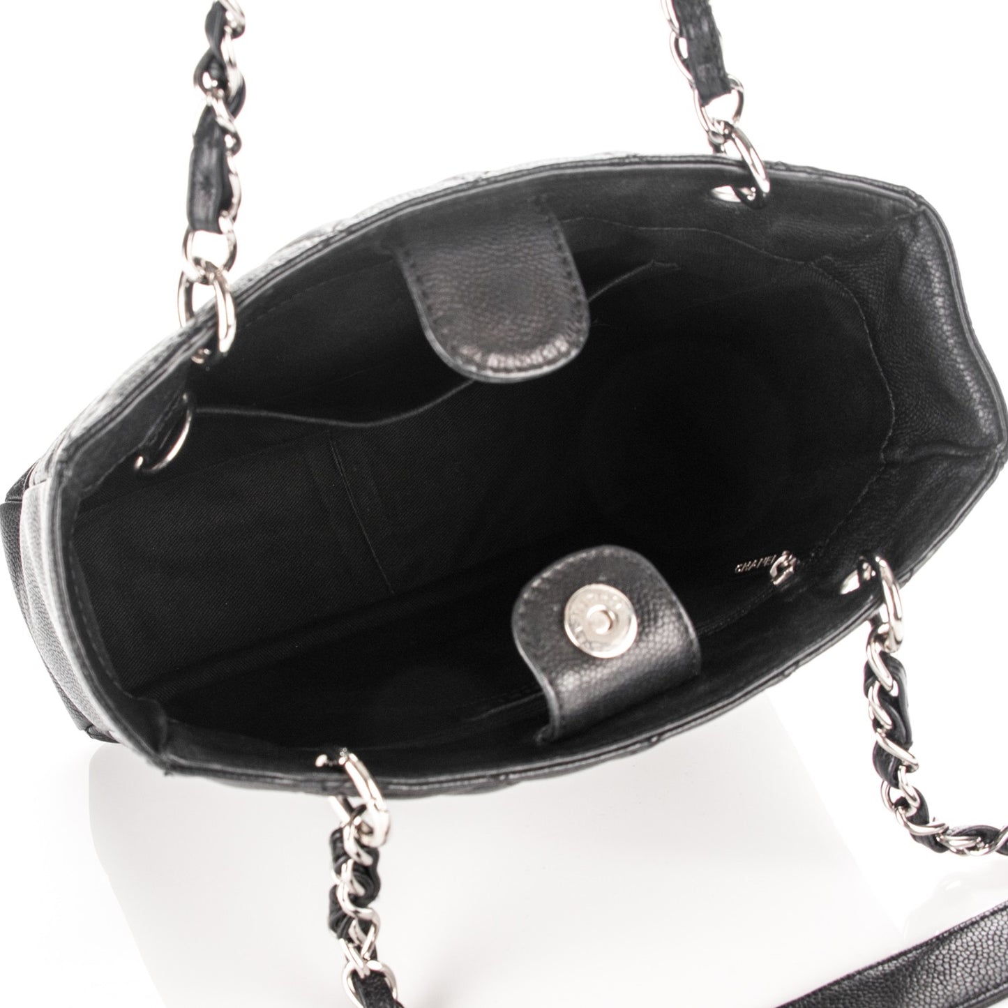 Caviar Quilted Petit Shopping Tote PST Black