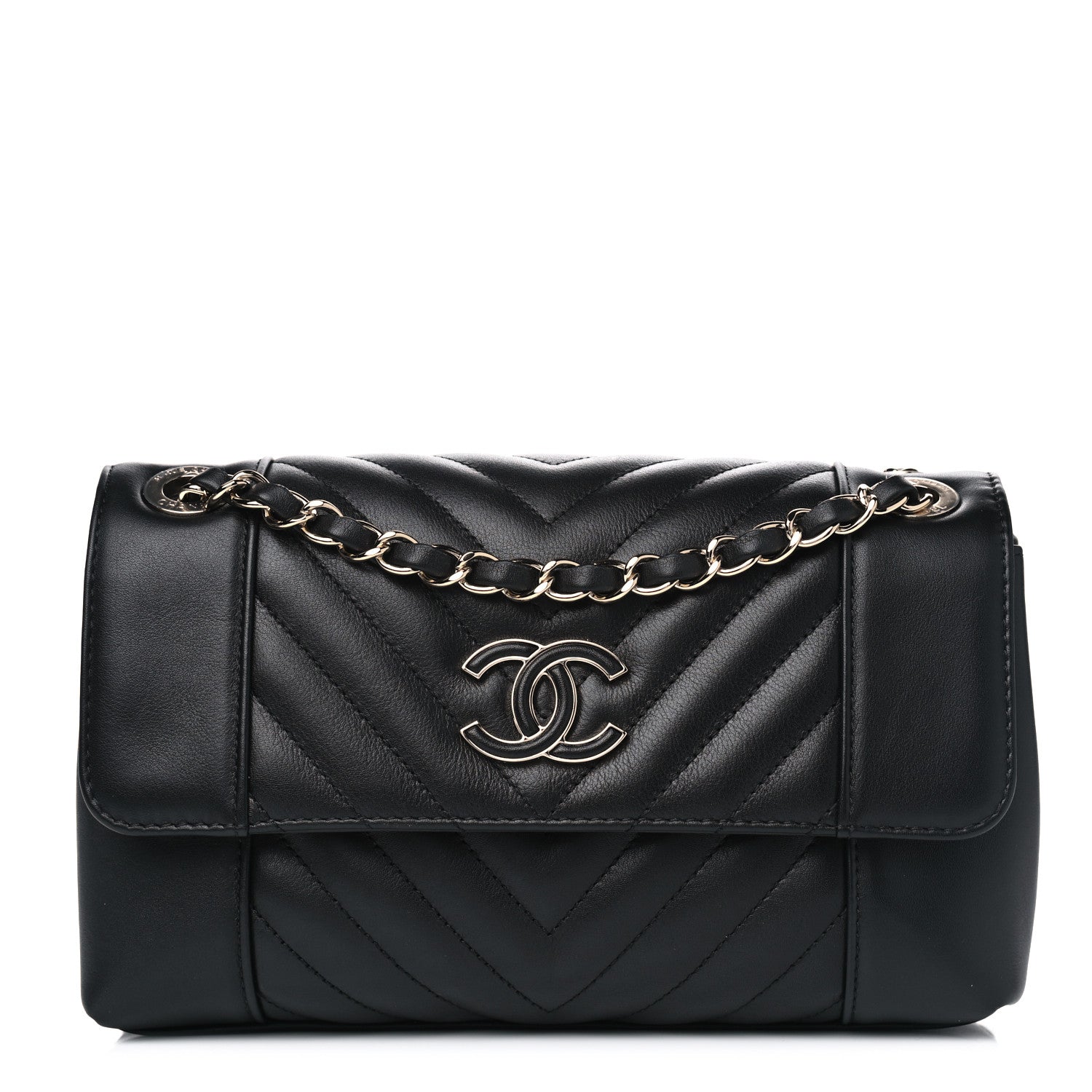 Chanel Calfskin Quilted Medium Daily Chevron Flap Black 1 of 5