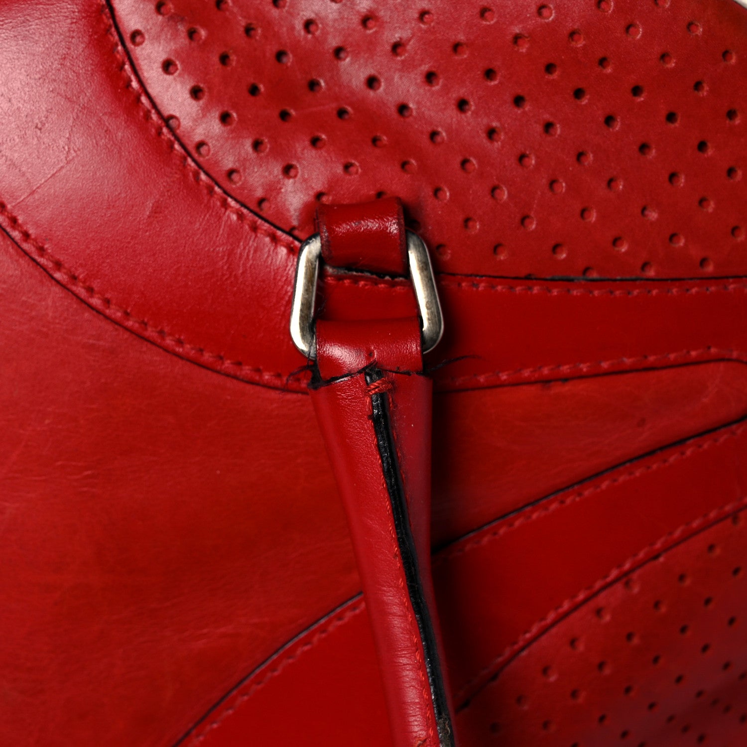Prada Vitello Drive Perforated Bowling Bag Fuoco 24 of 34