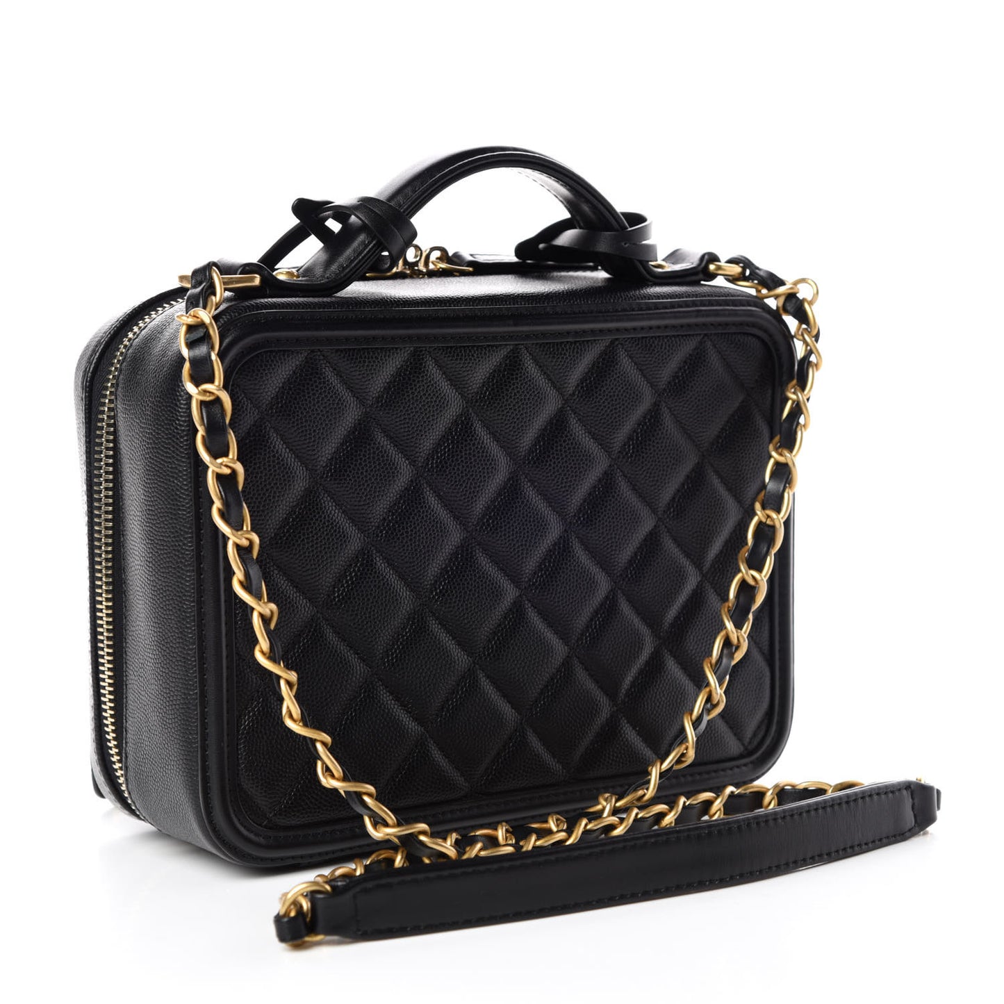 Caviar Quilted Medium CC Filigree Vanity Case Black