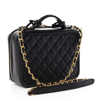 Chanel Caviar Quilted Medium CC Filigree Vanity Case Black 3 of 10