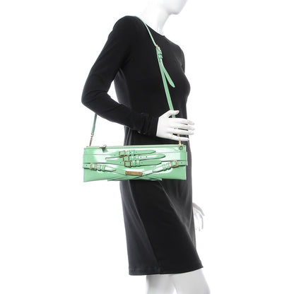 Burberry Patent Bridle Calfskin Parmoor Clutch Bag Green 2 of 8