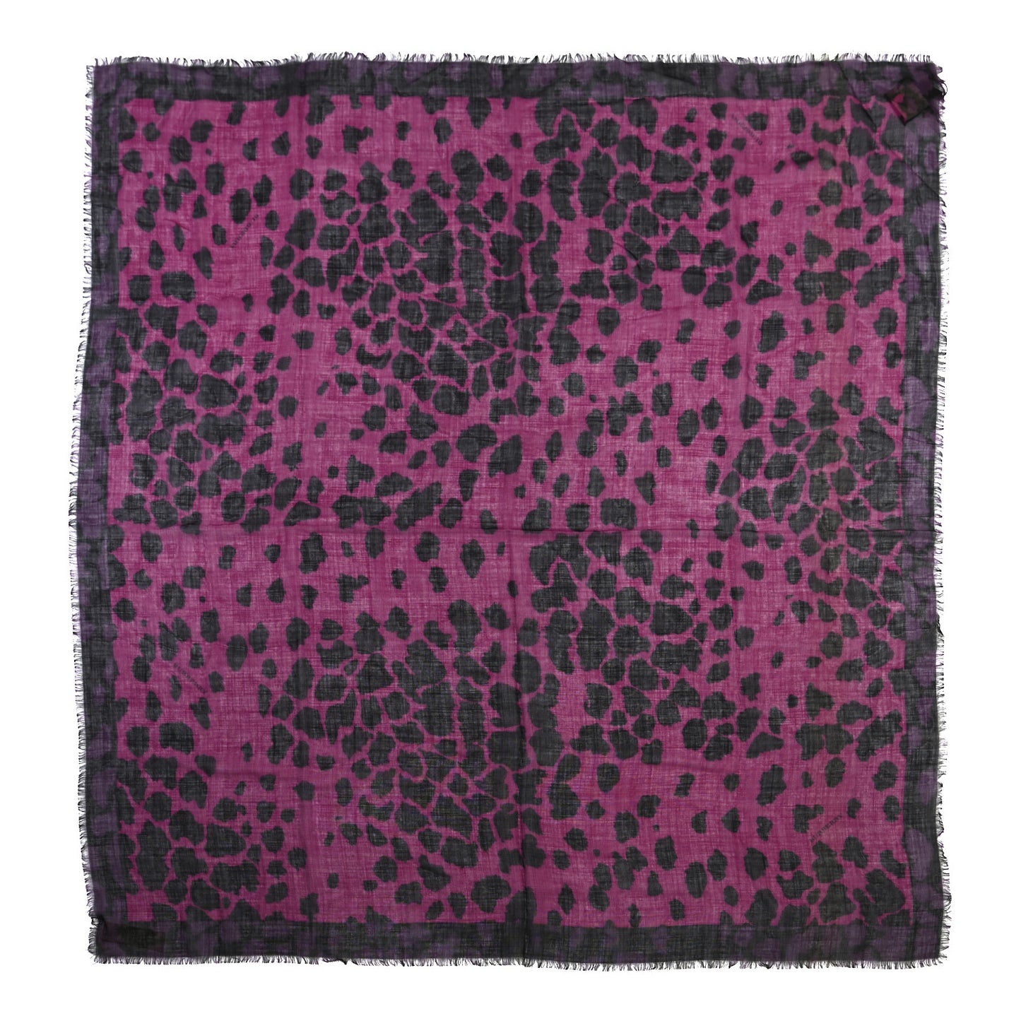 Wool Silk Cashmere London Animal Print Square Scarf Magenta