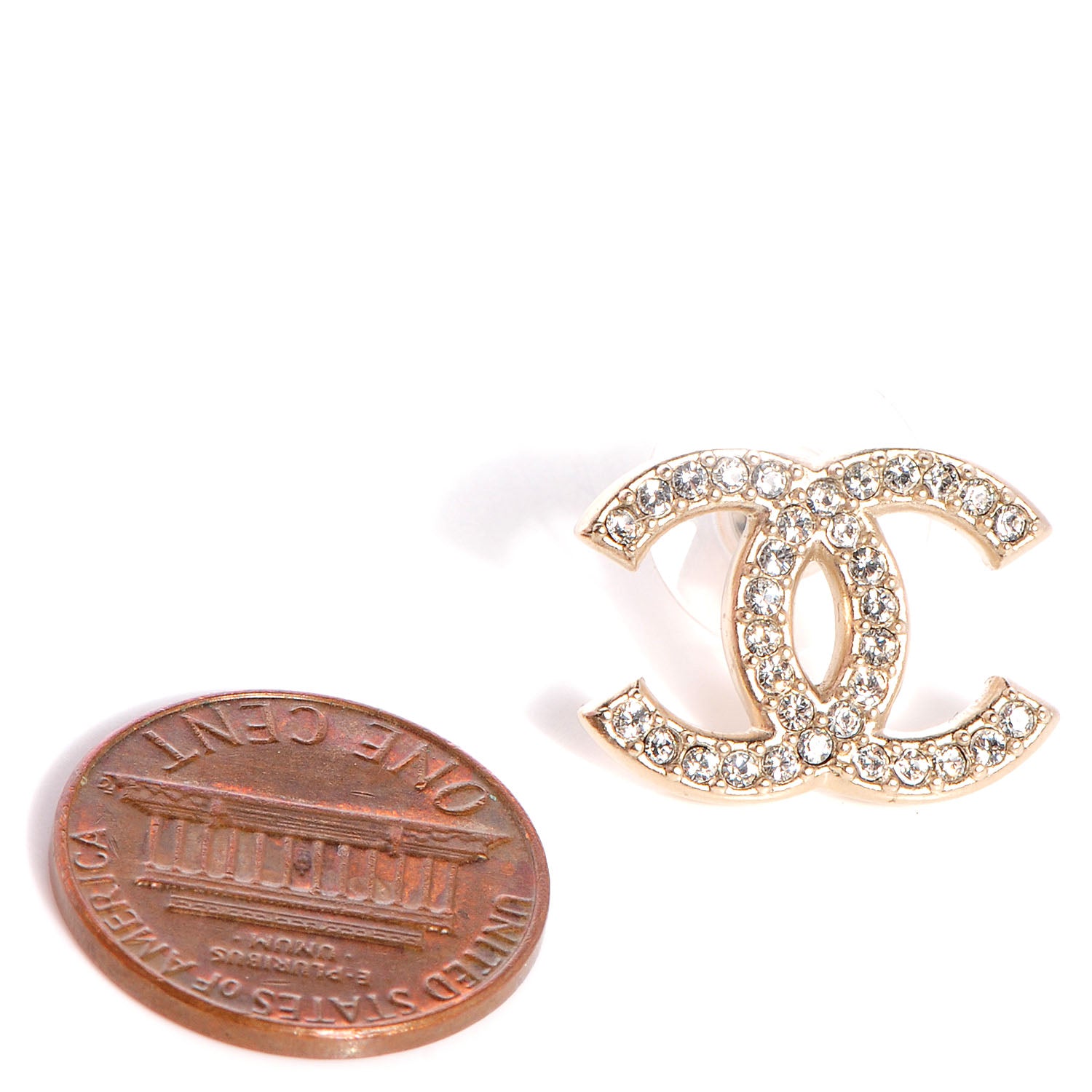 Chanel Crystal CC Earrings Gold 2 of 5