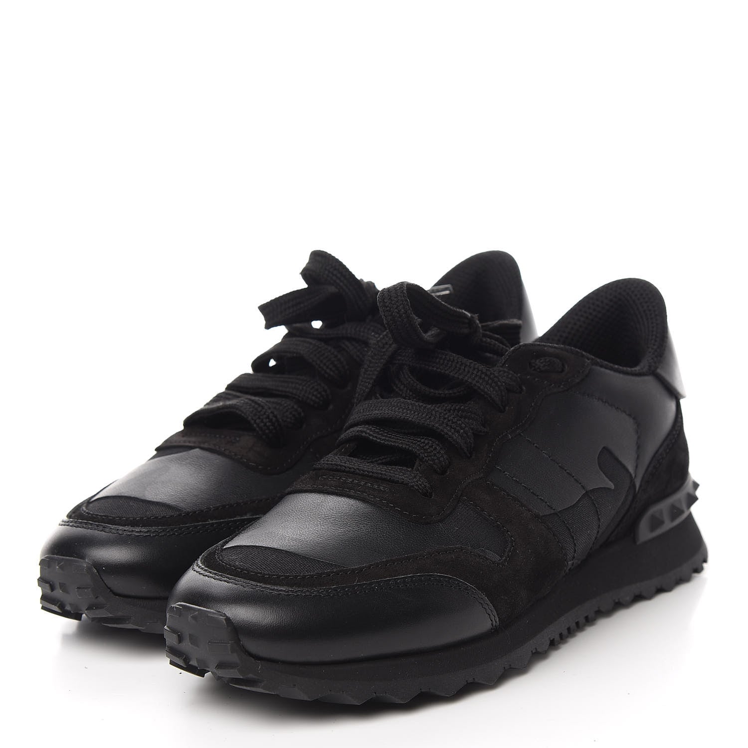 Valentino Garavani Nappa Suede Camouflage Womens Rockrunner Sneakers 35.5 Black 3 of 9