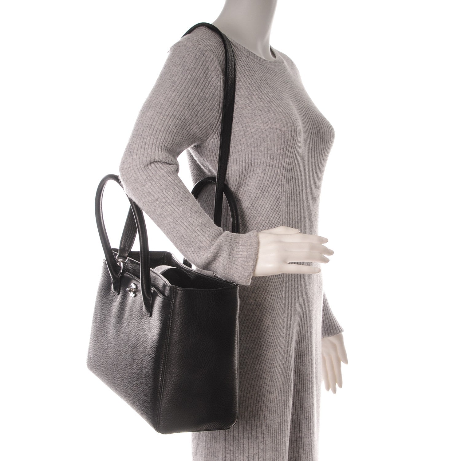 Chanel Calfskin Cerf Executive Shopper Tote Black 2 of 7