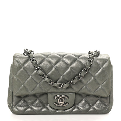Chanel Iridescent Lambskin Quilted Mini Rectangular Flap Khaki 1 of 10