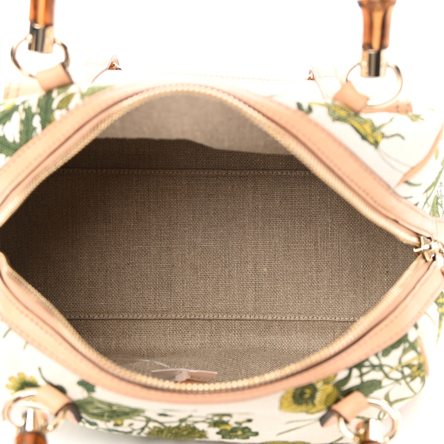 Canvas Floral Flora Bamboo Top Handle Boston Bag Multicolor
