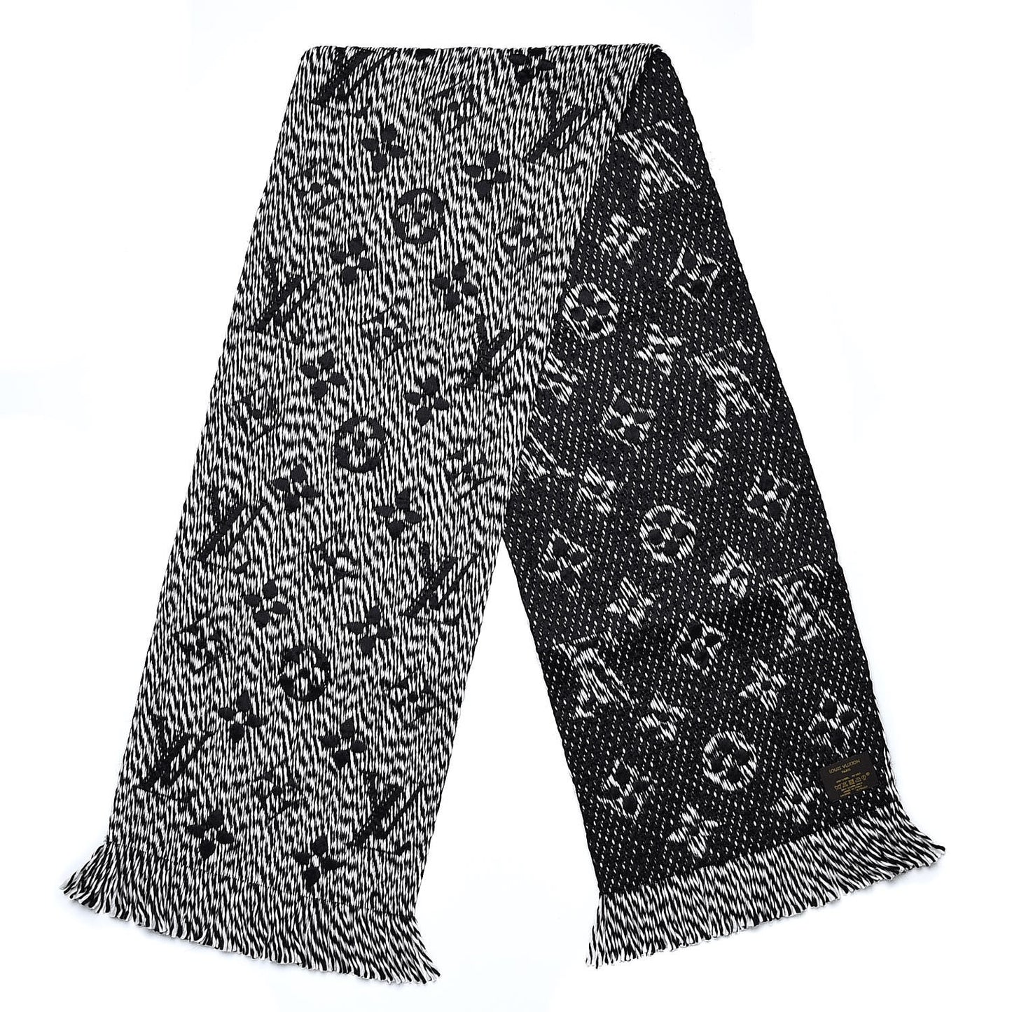 Wool Silk Logomania Mix Scarf Black