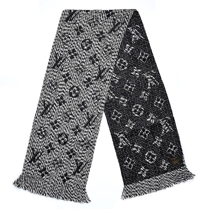 Louis Vuitton Wool Silk Logomania Mix Scarf Black 3 of 4