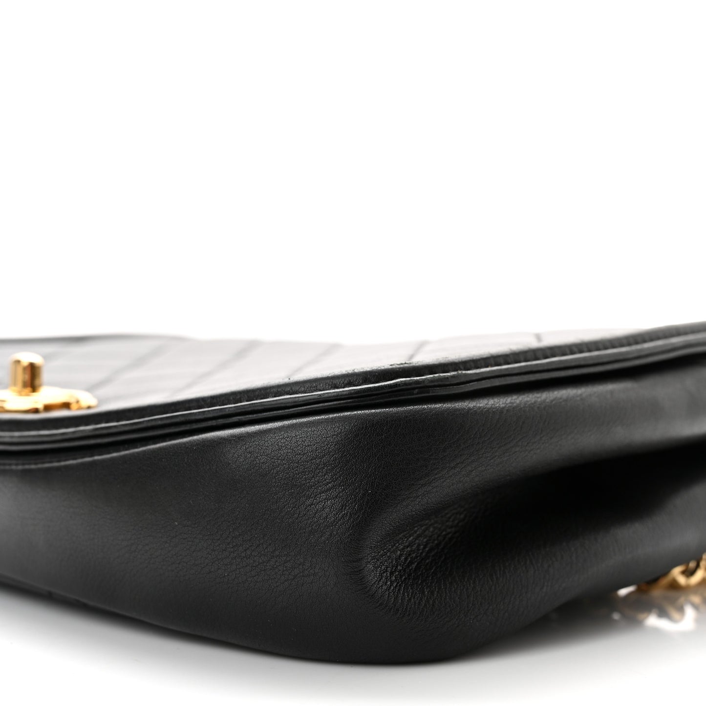 Calfskin Quilted Underline Flap Black