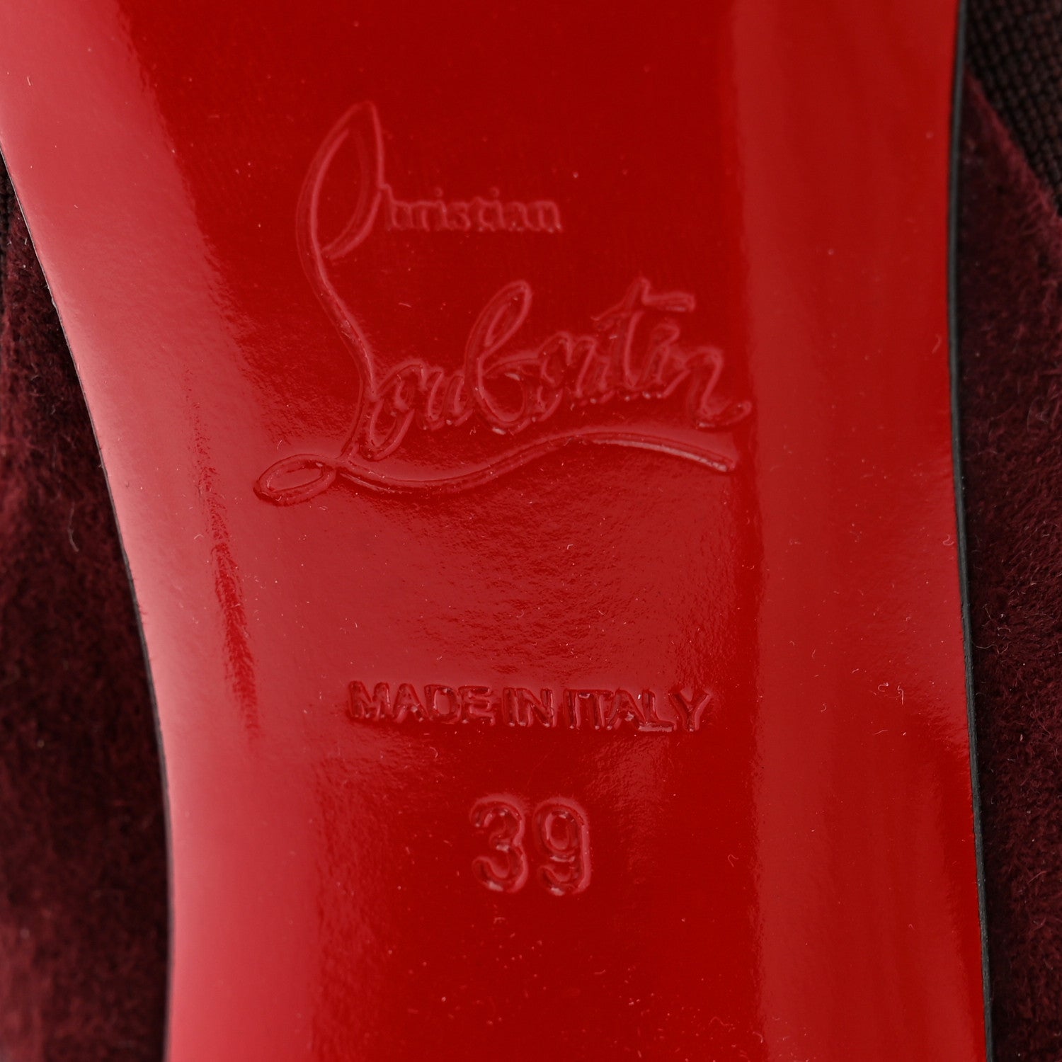 Christian Louboutin Veau Velours Chelsea Chick 100 Stiletto Boots 39 Bordeaux 6 of 10