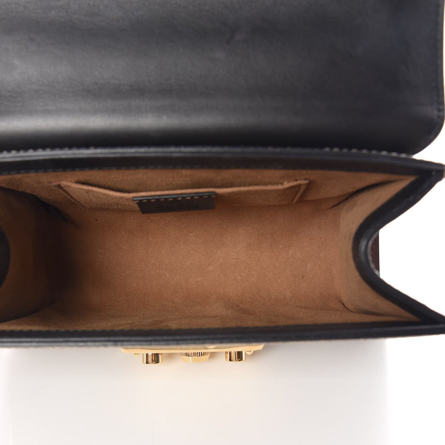GG Supreme Monogram Calfskin Small Padlock Shoulder Bag Beige Black Cuir