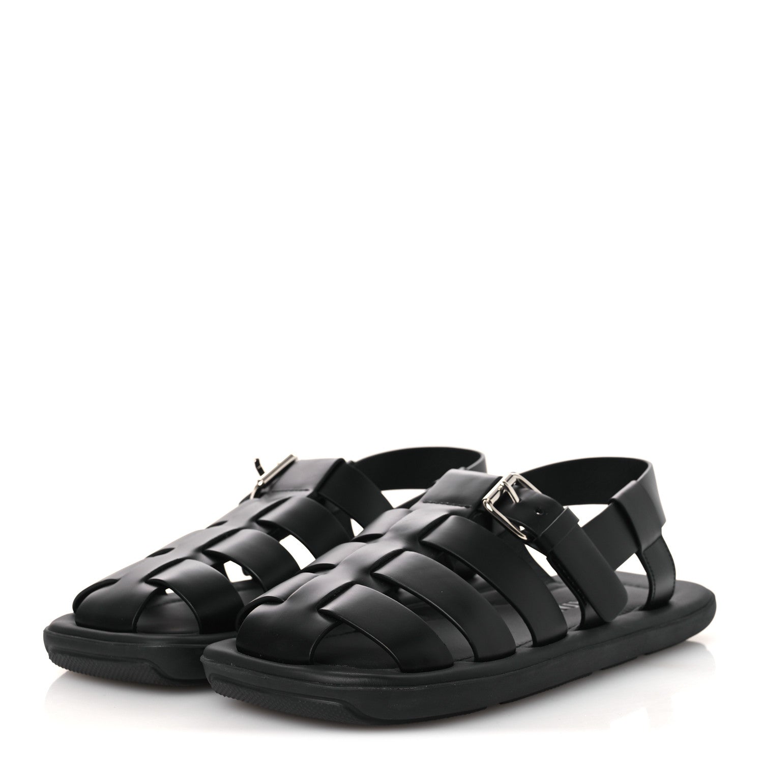 Prada Spazzolato Rois Mens Fisherman Cage Sandals 9 Black 4 of 13