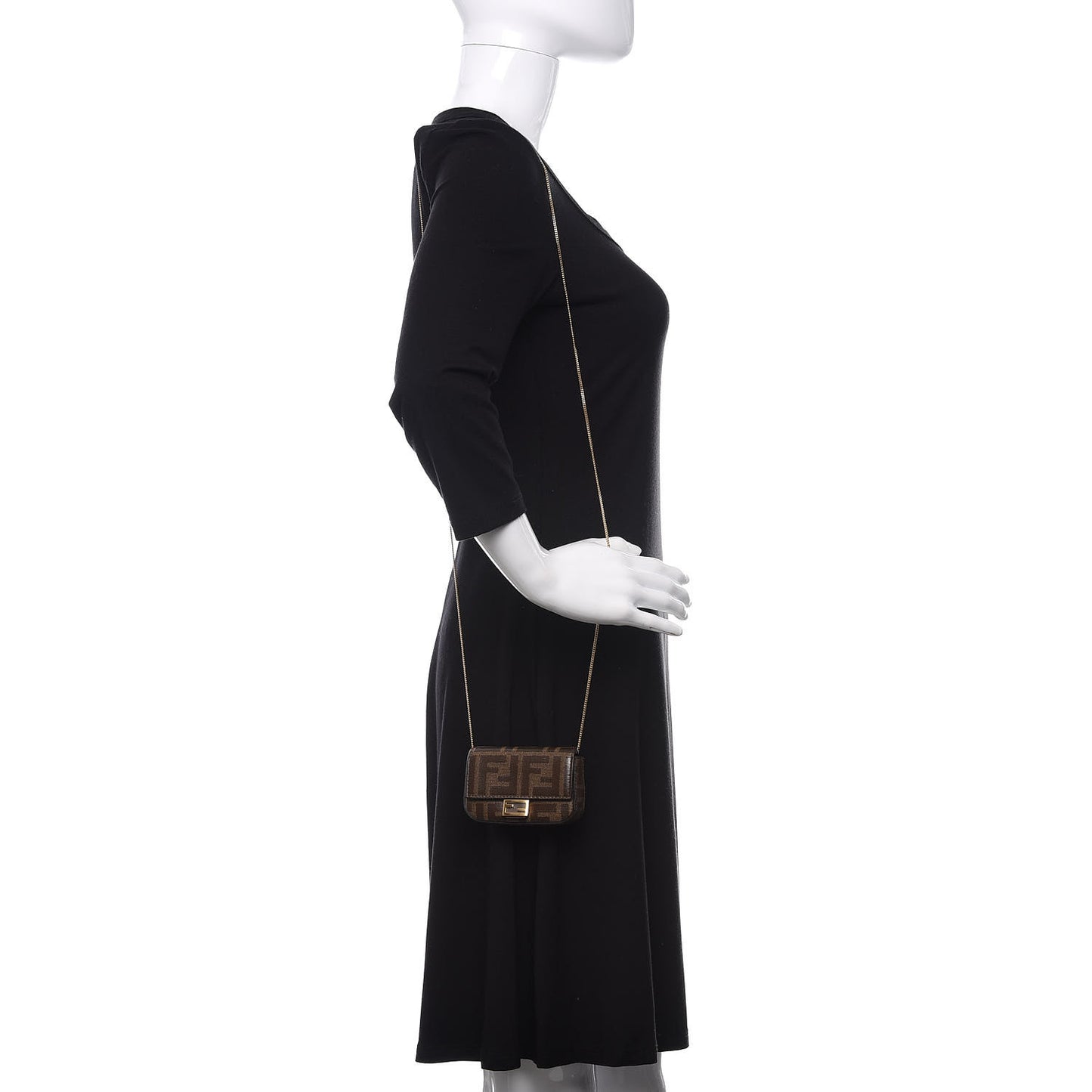 Glazed Fabric FF 1974 Nano Baguette Charm Mogano Panna