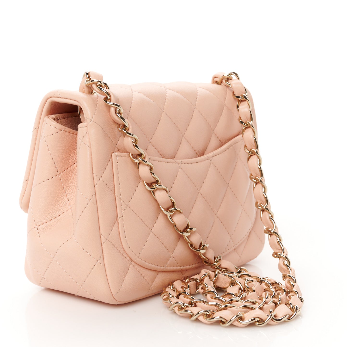 Lambskin Quilted Mini Square Flap Light Pink
