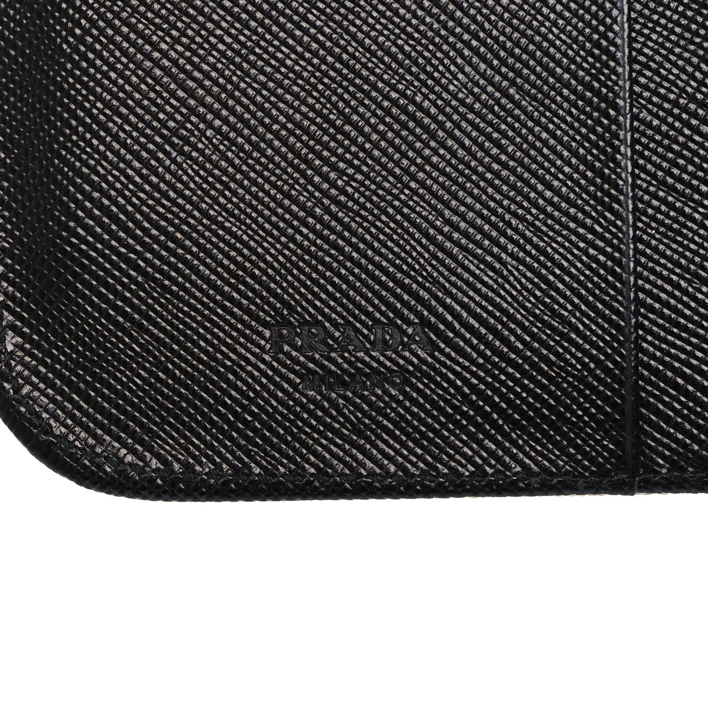 Saffiano Triangle Compact Zip Around Wallet Black