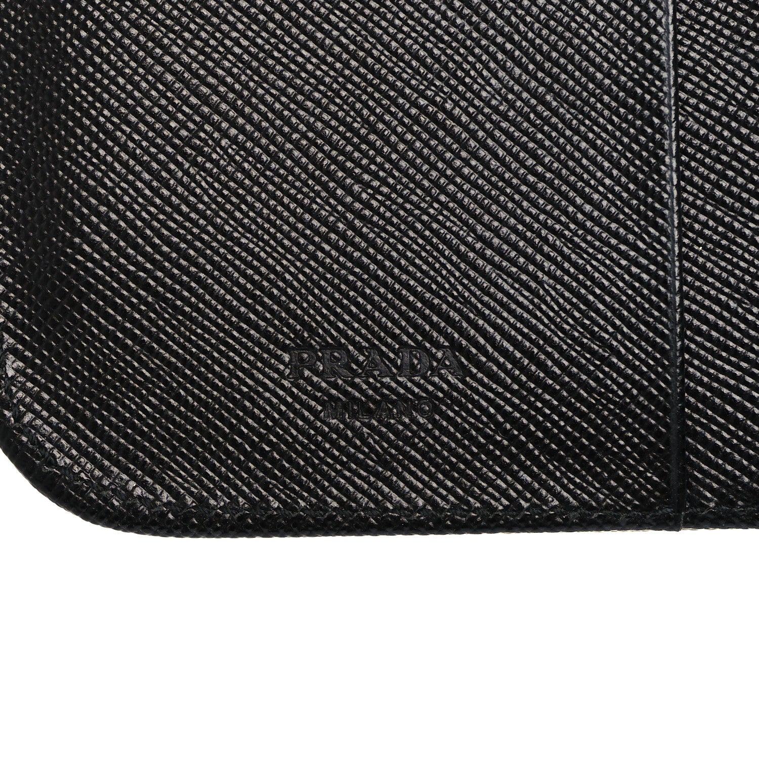 Prada Saffiano Triangle Compact Zip Around Wallet Black 6 of 7