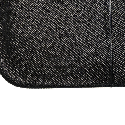 Prada Saffiano Triangle Compact Zip Around Wallet Black 6 of 7