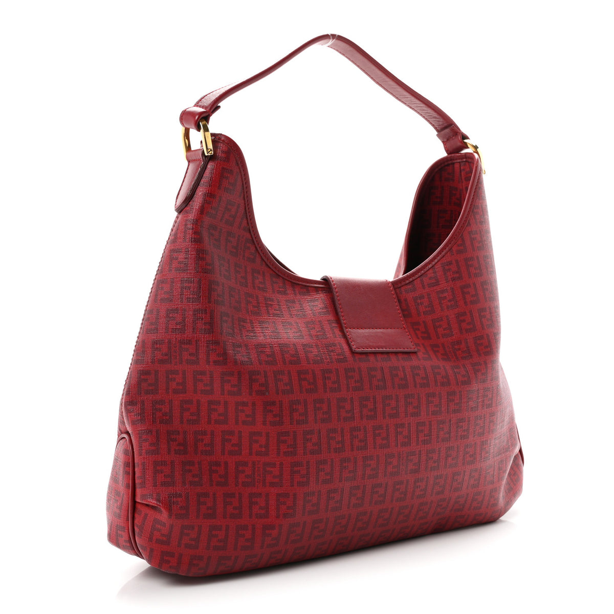 Fendi Zucchino Spalmati Vitello Hobo Bordeaux Rubino 3 of 11