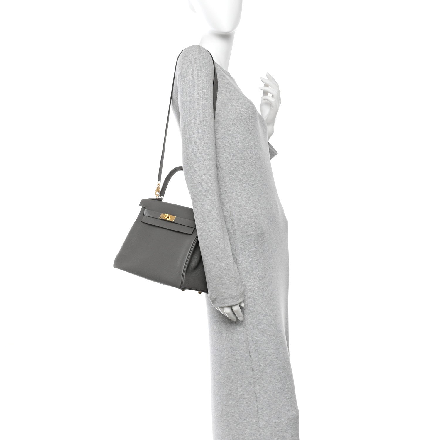 Hermes Togo Kelly Retourne 28 Gris Meyer 2 of 11